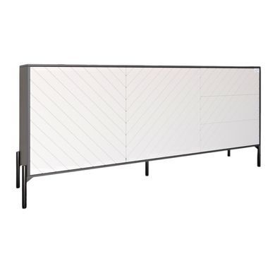 Комод с черными металлическими ножками LION Амарант 168x40x76,5 см Антрацит/Белый