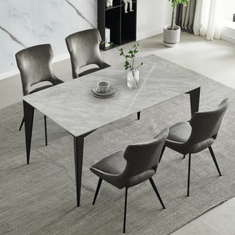 Стіл NORMAN CERAMIC 140*90 Muie White глянець/чорний каркас фото