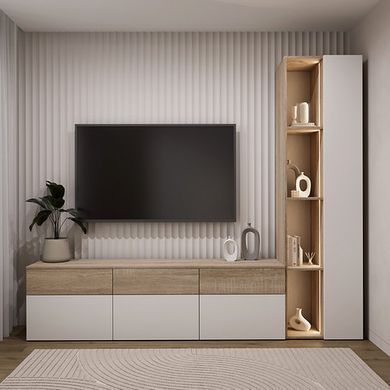 Тумба под TV Stilo белый жемчуг/дуб сонома светлый