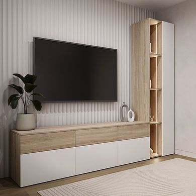 Тумба под TV Stilo белый жемчуг/дуб сонома светлый