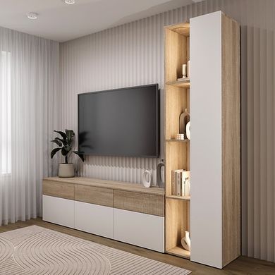 Тумба под TV Stilo белый жемчуг/дуб сонома светлый