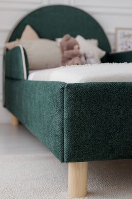 Ліжко дитяче Луна з бортиками, Смарагдове текстуроване+кант, 80х200 см фото