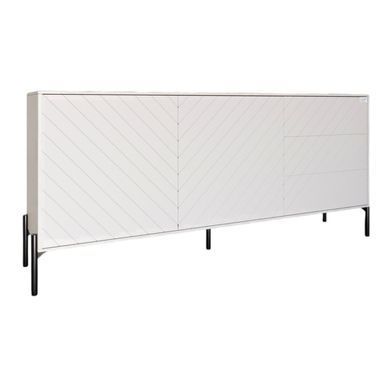 Комод з чорними металевими ніжками LION Амарант 168x40x76,5 см Бетон Style/Білий