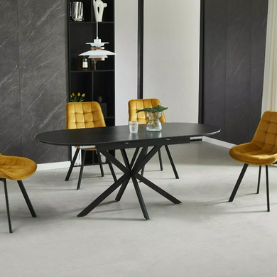 Стол обеденный GASTON CERAMIC 140(180)*80 серый/черный