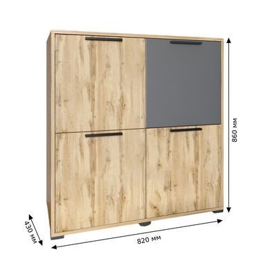 Тумба чотирьохдверна LION Краш 82x43x86 см 82x43x86 см Антрацит