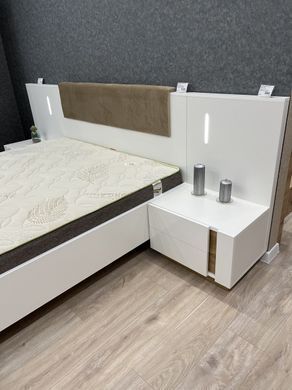 Тумби приліжкові 2 шт. з підсвіткою Арко/Arco з 4 шухлядами 2S/60 Білий глянець/дуб грандсон