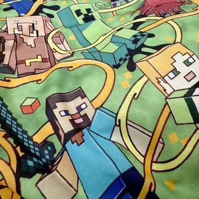 Комплект постельного белья подросток 1,5 Minecraft/горчица (пододеяльник+наволочка)