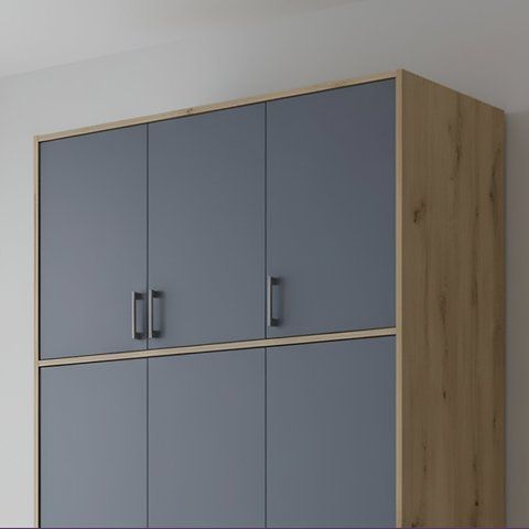 Антресоль висока Doros Ронді Дуб Артизан/Графіт 3 ДСП 121х52х65