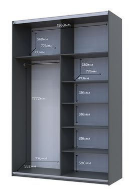 Шафа-купе двохдверна Doros G-Caiser 160х60х240 см Графіт/2 Дзеркала