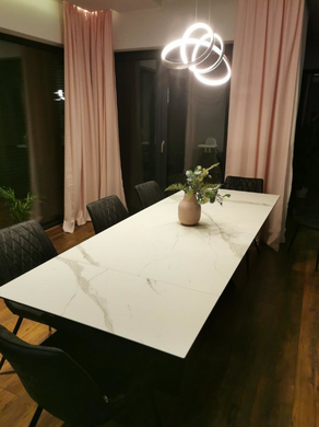 Стол обеденный Westin III 160(240)*90 белый мрамор/черный мат