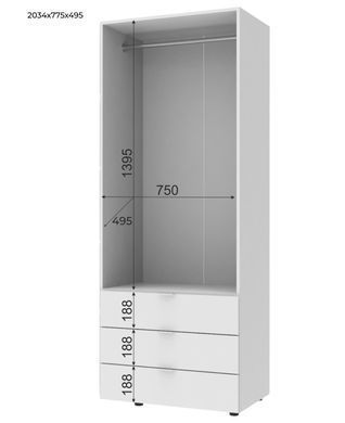 Комплект шаф для одягу Doros Гелар (2 шт.) 232,5х49,5х203,4 см Білий