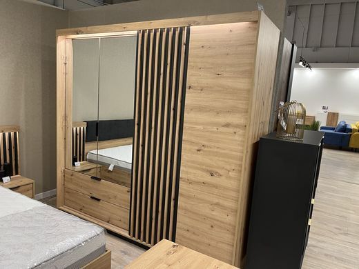 Шафа напівкупе для одягу Таллі/Tally 4-дверна з дзеркалом 4D2S/220 Дуб артизан/антрацит