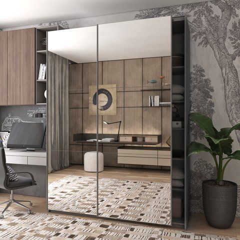 Шафа-купе двохдверна Doros G-Caiser 180х60х240 см Графіт/2 Дзеркала