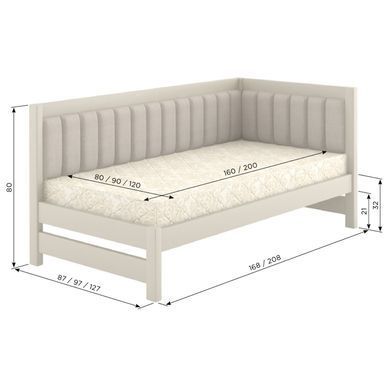 Односпальная деревянная кровать Mebigrand Лиза М3 (правая спинка) Серо-голубой (S2010R80B)/Аляска 93 (Серый) 80x160 см