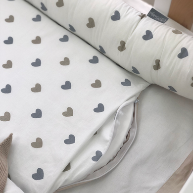 Кокон Baby Design Сердечка сіро-бежеві