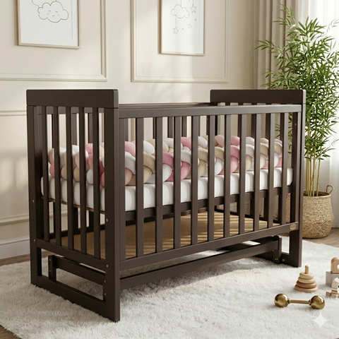 Детская кроватка Angelo Lux -11 с маятником темный орех фото