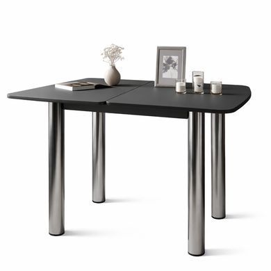 Обеденный стол раскладной LION Нота черные ножки Самоа дымчатый 60x90/90x120
