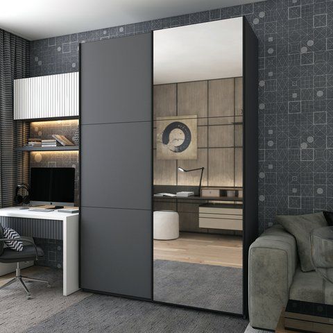Шафа-купе двохдверна Doros G-Caiser 160х60х240 см Графіт/1 Дзеркало