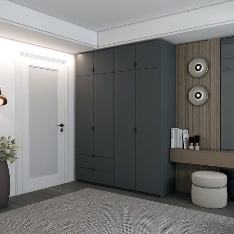 Шафа розпашна с антресолью Doros Лукас 180х50х240 см Графіт