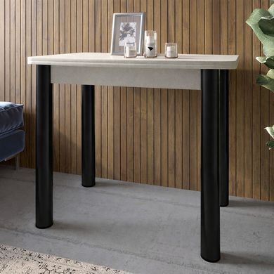 Обеденный стол раскладной LION Нота черные ножки Бетон Style 60x90/90x120