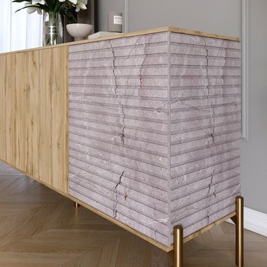 Комод закрытый в гостиную на золотых металлических ножках LION Грей 154x38x76,5 см Кашемир/Кашемир