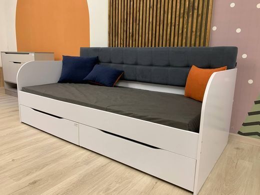 Дитяче полуторне ліжко LION Л-7 з шухлядами та ламелями Лілі-95 120x200 см Самоа димчастий