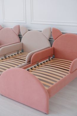 Ліжко дитяче з бортиками та матрацом Котик Сліп, Яскраво-рожевий, 80х160 см фото