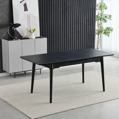 Стіл розкладний BERLIN CERAMIC 111(140)х75 чорний мат/чорний каркас фото