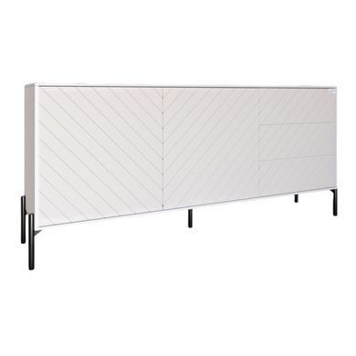 Комод с черными металлическими ножками LION Амарант 168x40x76,5 см Нимфея Альба (белый)/Белый