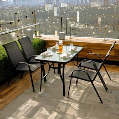 Комплект садових меблів 4Points Udine-4 з прямокутним столом 120х70х70см, Чорний фото