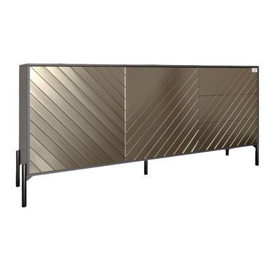 Комод с черными металлическими ножками LION Амарант 168x40x76,5 см Антрацит/Перламутровый металлик (RAL-7048) 1680x400x765 мм