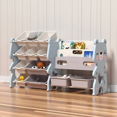 Стелаж з контейнерами + книжкова полиця 2в1 &ldquo;Cutie Maxi&rdquo; Блакитний фото