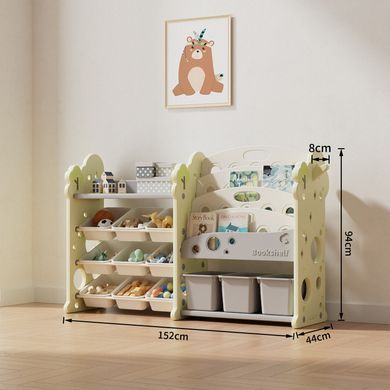 Стелаж з контейнерами + книжкова полиця 2в1 &ldquo;Tree XL&rdquo; Салатовий, білий