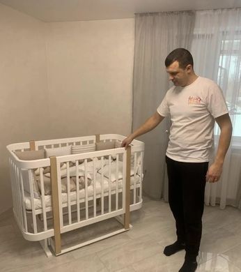 Детская деревянная кроватка Мия 60&times;120 см, белого цвета, вставки мокко, без матраса фото