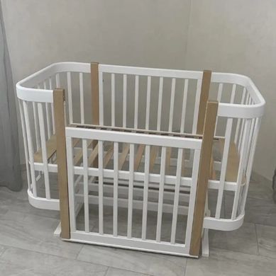 Детская деревянная кроватка Мия 60&times;120 см, белого цвета, вставки мокко, без матраса фото