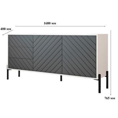 Комод з чорними металевими ніжками LION Амарант 168x40x76,5 см Дуб Артизан/Перламутровий металік