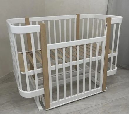 Детская деревянная кроватка Мия 60&times;120 см, белого цвета, вставки мокко, без матраса фото