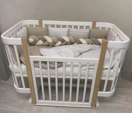Детская деревянная кроватка Мия 60&times;120 см, белого цвета, вставки мокко, без матраса фото