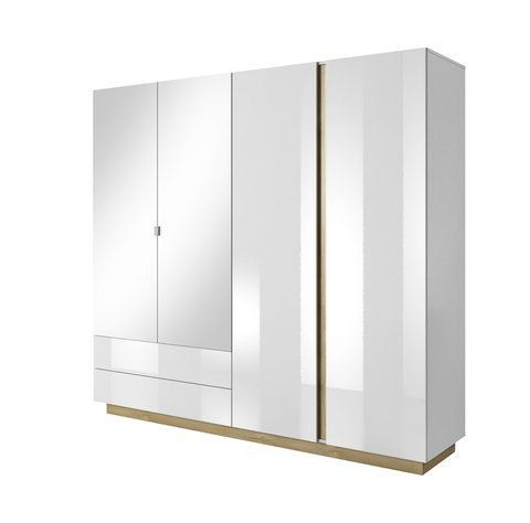 Шафа для одягу Арко/Arco 4-дверна з дзеркалом 4D2S/220 Білий глянець/дуб грандсон