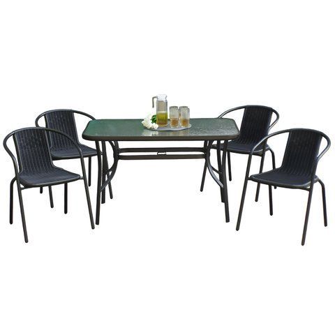 Комплект садовой мебели 4Points Siena-4 с прямоугольным столом 120x70x70 см, Чёрный фото