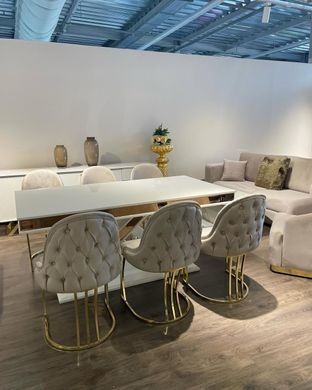 Стул обеденный RODOS BEIGE MALCOLM-55 GOLD LEG фото