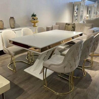 Стул обеденный RODOS BEIGE MALCOLM-55 GOLD LEG фото