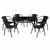 Комплект садовой мебели 4Points Rapallo-6 с прямоугольным столом 120x70x70см с черной стеклянной столешницей, Чёрный фото