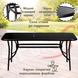 Комплект садовой мебели 4Points Rapallo-6 с прямоугольным столом 120x70x70см с черной стеклянной столешницей, Чёрный фото 3