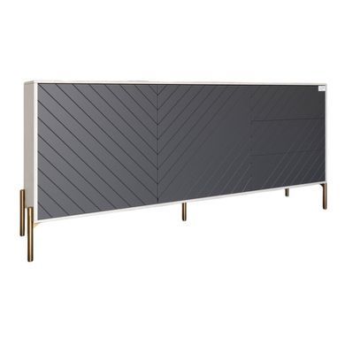 Комод с золотыми металлическими ножками LION Амарант 168x40x76,5 см Бетон Style/Графитовый