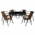 Комплект садовой мебели 4Points Rapallo-6 с прямоугольным столом 120x70x70см с черной стеклянной столешницей, Коричневый фото